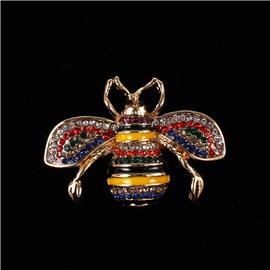 Stones Crystal Bee Brooch