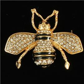 Stones Crystal Bee Brooch