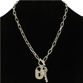 Metal Pendant Key Lock Necklace