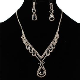 Rhinestones Teardrop Necklace Set