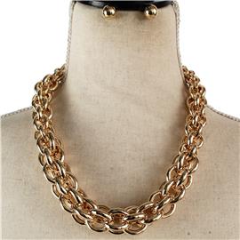 Metal Braid Chain Necklace Set