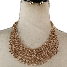 Metal Rolo Chain Necklace Set