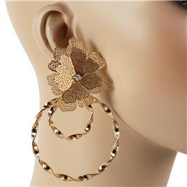 Metal Flower Round Earring