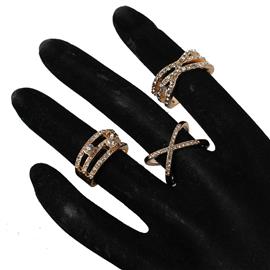 "Metal Stones "X" Stones Midi Rings "