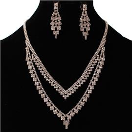 Rhinestones Two Layereds Neklace Set