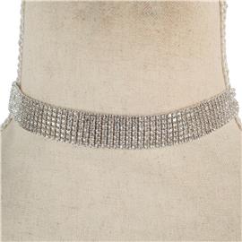 Cubic Zirconia 6 Lines Choker Necklace