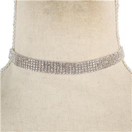 Cubic Zirconia 5 Lines Choker Necklace