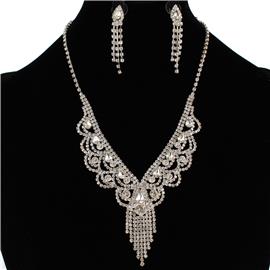 Rhinstones Fringeds Necklace Set