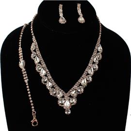 Rhinestones Tear 3 Pcs Necklace Set