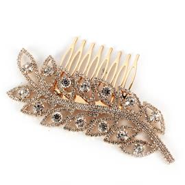 Rhinestones Leaves Hair Comb