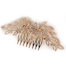 Rhinestones Swirl Flower Hair Comb