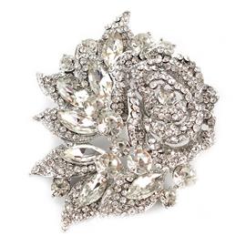 Crystal Swirl Roses Brooch