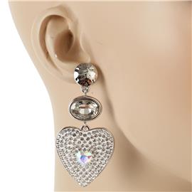 Metal Stones Heart Earring