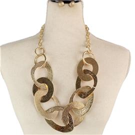 Metal Oval Chain Necklace Set