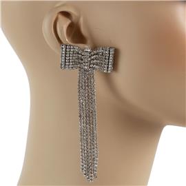 Rhinestones Long Bow Earing