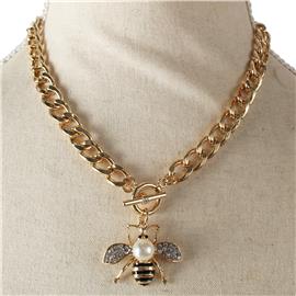 Metal Chain Pendant Bee Necklace