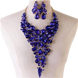 Crystal Tear-Flower Necklace Set