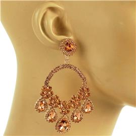 Rhinestones Round Tear Earring