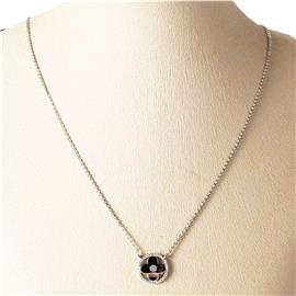 CZ Round Flower Necklace