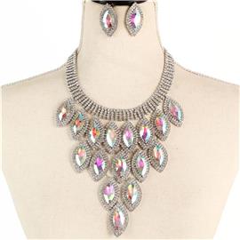 Fashion Rhinestone Crystal Necklace Set