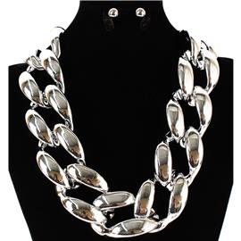 Metal Link Necklace Set