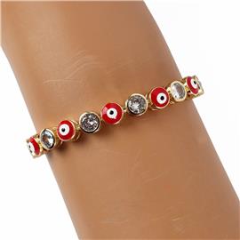 Cubic Zirconia Slide Evil Eye Bracelet