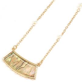 Abalone Long Rectangle Pendant Necklace