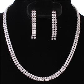 Cubic Zirconia Double Necklace Set