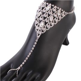 Rhinestones Casting Leaf Anklet