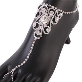 Rhinestones Swirl Teardrop Anklet