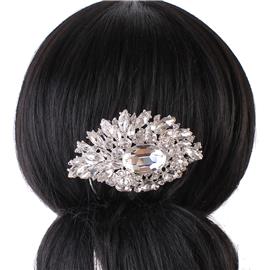 Crystal Oval Flower Hair Comb