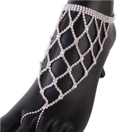 Rhinestone Three Lines Geometric Anklet