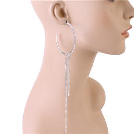 Rhinestone Hoop Fringed Earring