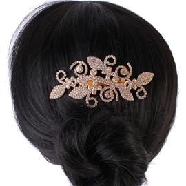 Rhinestone Leaves Hair-Comb