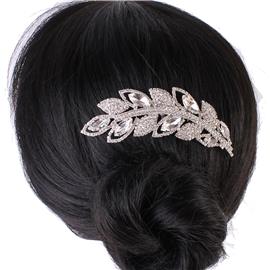 Rhinestone Leaf Hair-Comb