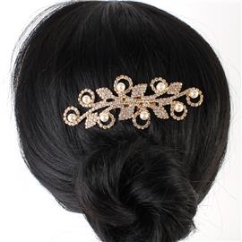 Rhinestone Pearl Hair-Comb