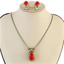 Pendant Oval Necklace Set