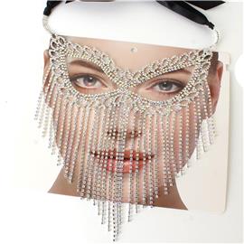 Rhinestones Fringed Leaves Mask