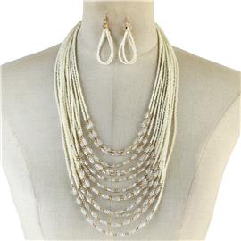 Long Beads Layereds Necklace Set