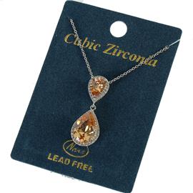 CZ Pendant Teardrop Necklace