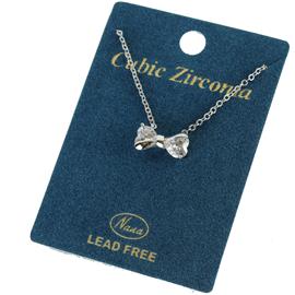 Cubic Zirconia Bow Pendant Necklace