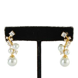 Cubic Zirconia Pearl Dangling Earring