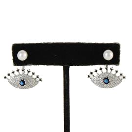 CZ Pearl Evil Eye Earring