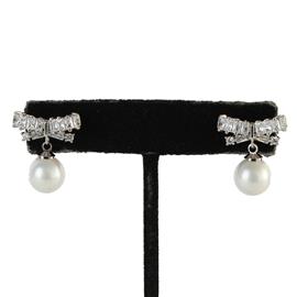 CZ Pearl Bow Earring