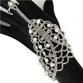 Rhinestones Pearls Bracelet With Ring