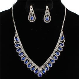 Rhinestones Teardrop Necklace Set