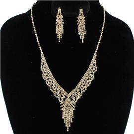 Rhinestones Fringeds Necklace Set