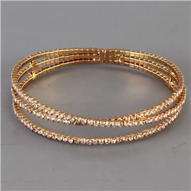 Rhinestones Swirl Three Lines Bangel Bracelet