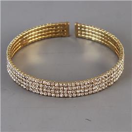 Rhinestones Four Lines Bangle Bracelet