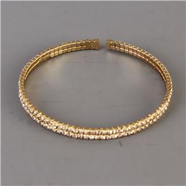 Rhinestones Two Lines Bangle Bracelet